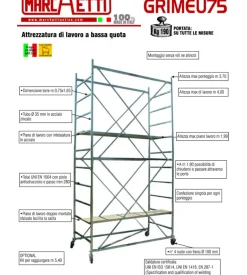 Ponteggio mobile marchetti con ruote e struttura in acciaio grim eu 75 -