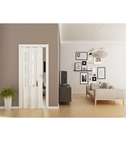 Porta a soffietto da interno "luciana" bianco con vetro 88,5x214 cm