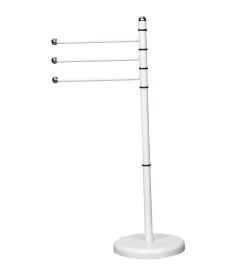 Porta asciugamani con 3 barre per bagno in acciaio bianco, 48,5x28x91 cm