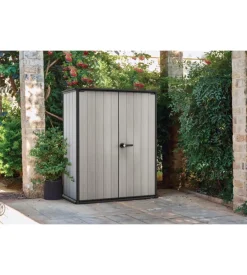 Porta attrezzi da esterno "high store" in duotech grigio 140x73,6x170,4 cm