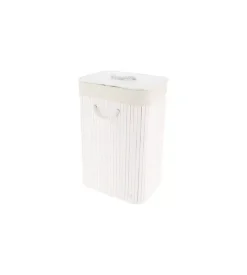 Porta biancheria rettangolare in bamboo - bianco.