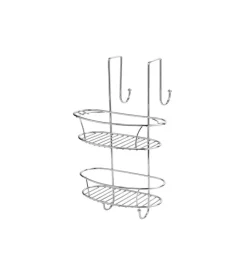 Porta oggetti per doccia con 2 ripiani - in acciaio cromato