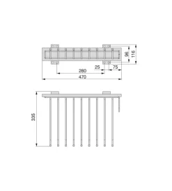 Porta pantaloni acciaio e plastica cromato, montaggio a destra