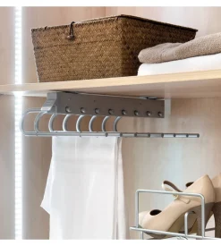 Porta pantaloni sx estraibile per armadio grigio metallizzato - emuca.