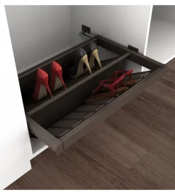 Porta scarpe per interno armadio modulo di 800 mm chiusura soft acciaio color moka - emuca.