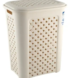 Portabiancheria "arianna" in resina beige, 50 litri