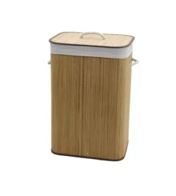 Portabiancheria in bambù decor bagno naturale 40x30x60 cm