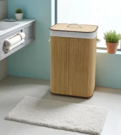 Portabiancheria in bambù decor bagno naturale 40x30x60 cm