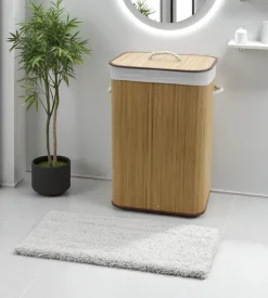Portabiancheria in bambù decor bagno naturale 40x30x60 cm