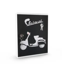 Portachiavi da interno con 16 ganci - sportello con intagli.