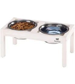 Portaciotole in legno - ciotole in acciaio - desco wood 05 - ferplast