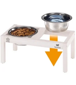 Portaciotole in legno - ciotole in acciaio - desco wood 07 - ferplast