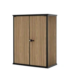 Portattrezzi multiuso keter "vertical shed venetian" in resina effetto legno 140x73,6x170,4 cm