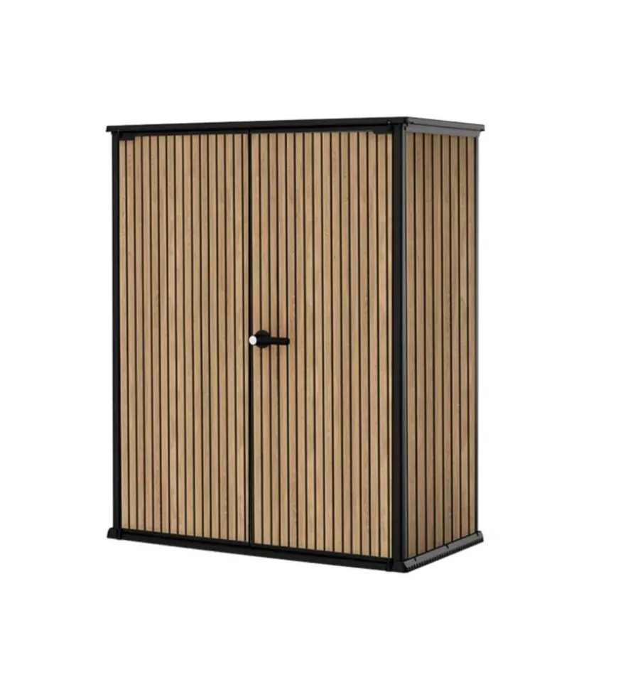Portattrezzi multiuso keter "vertical shed venetian" in resina effetto legno 140x73,6x170,4 cm