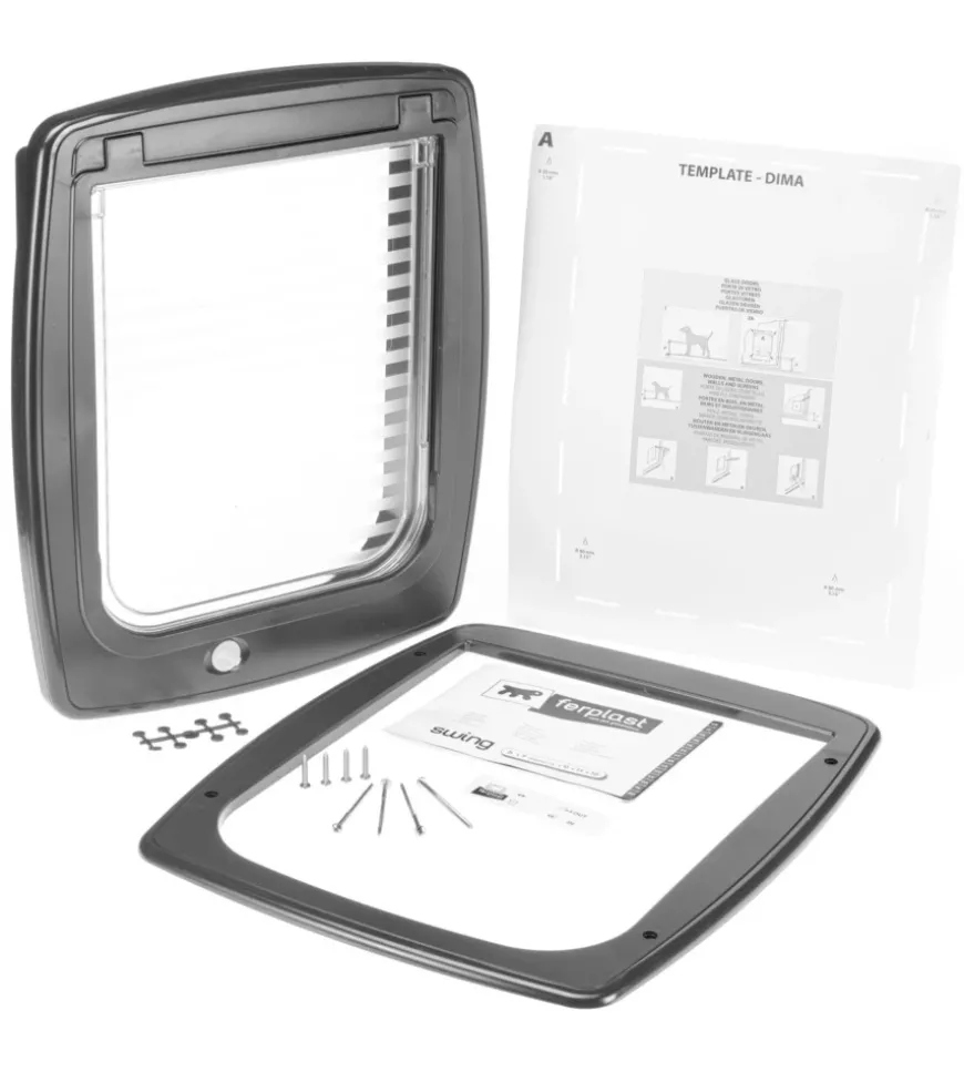 Portina per cani di taglia media e grande ferplast "swing 15" con chiusura 4 vie e protezione aria in plastica bianco 41,2x9,6x48,2 cm