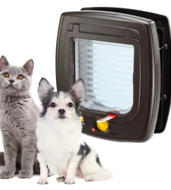 Portina per gatti e piccoli cani ferplast "swing 5" con chiusura 4 vie e protezione aria in plastica marrone 22,5x9,6x25,2 cm