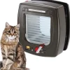 Portina per gatti ferplast "microchip" con chiusura 4 vie e protezione aria in plastica marrone 22,5x16,2x25,2 cm