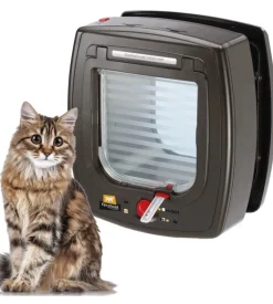 Portina per gatti ferplast "microchip" con chiusura 4 vie e protezione aria in plastica marrone 22,5x16,2x25,2 cm