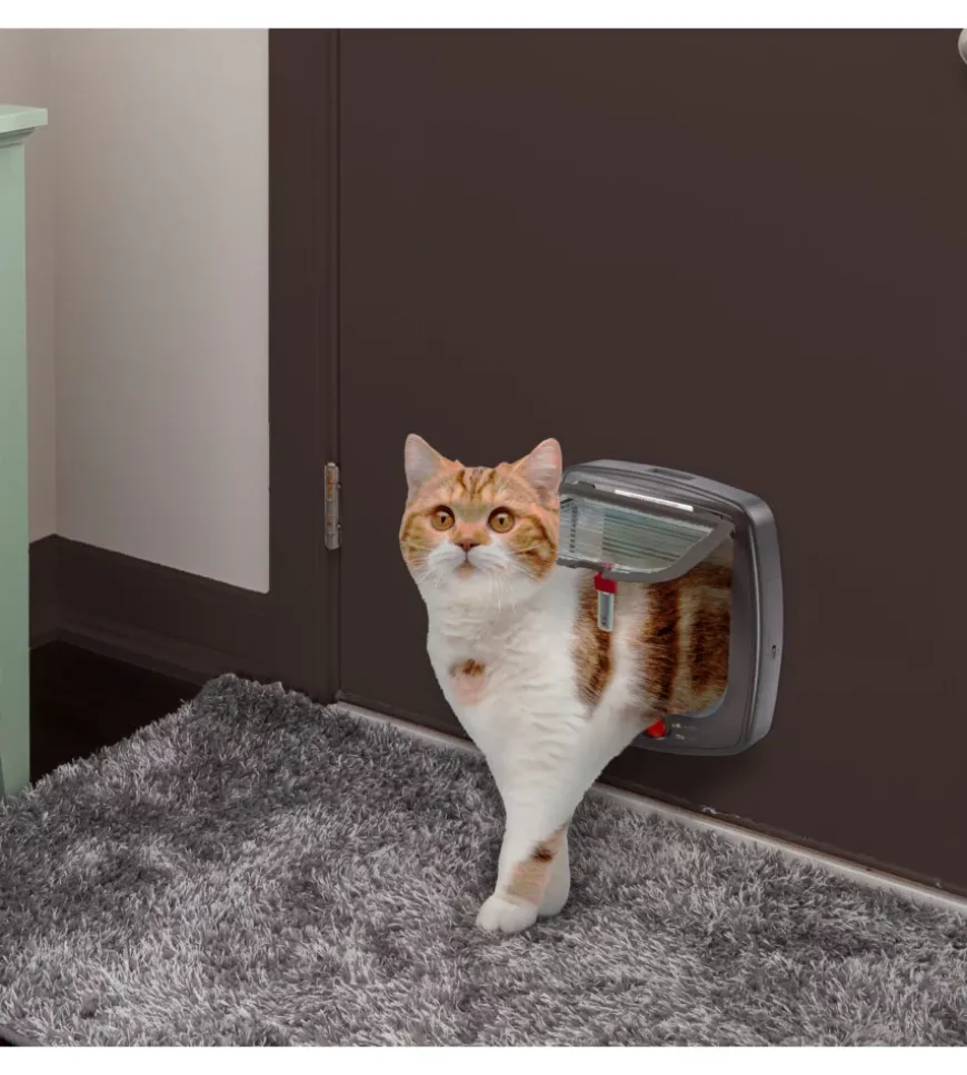 Portina per gatti ferplast "microchip" con chiusura 4 vie e protezione aria in plastica marrone 22,5x16,2x25,2 cm