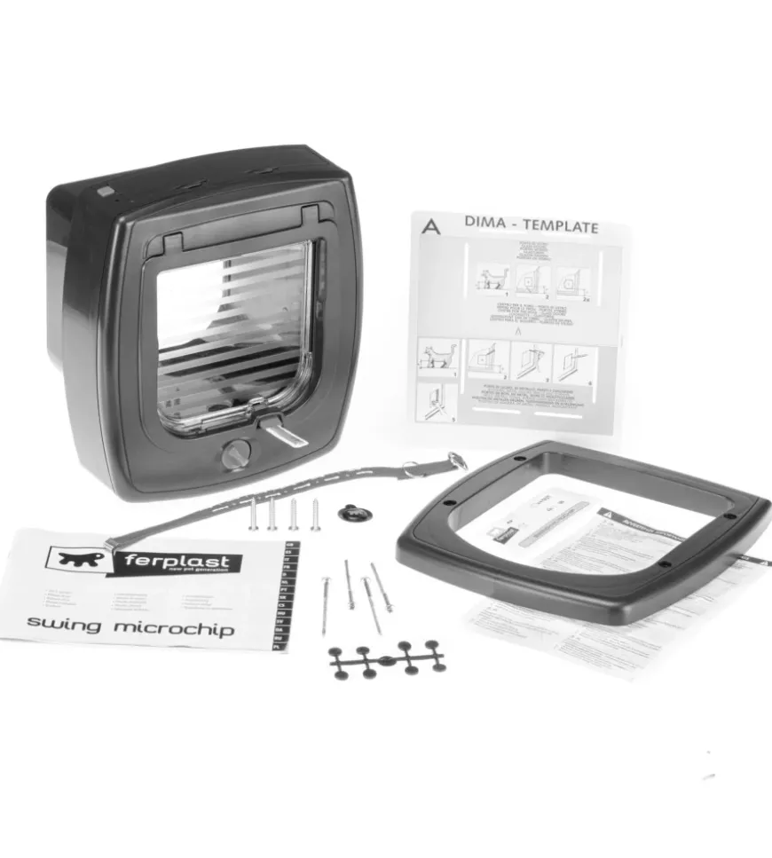 Portina per gatti ferplast "microchip" con chiusura 4 vie e protezione aria in plastica marrone 22,5x16,2x25,2 cm