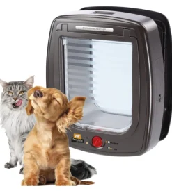 Portina per gatti grandi e cani di taglia piccola ferplast "swing microchip large" con chiusura 4 vie e protezione aria in plastica marrone 26,5x16,2x31,5 cm