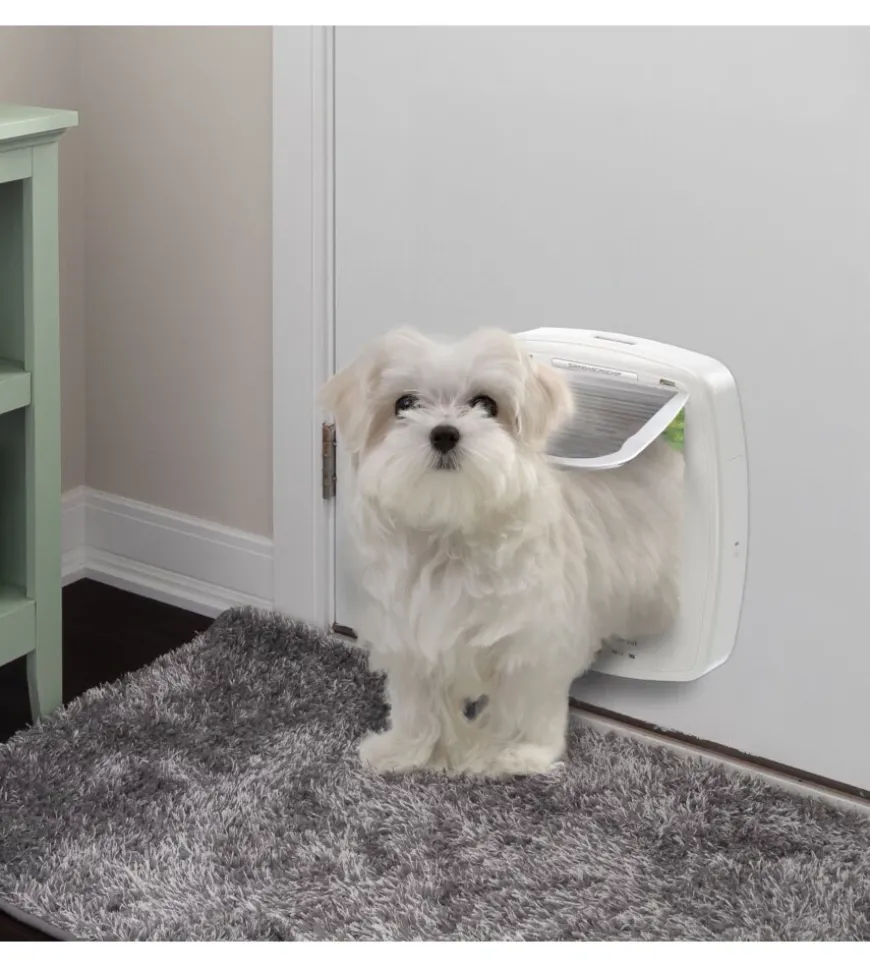 Portina per gatti grandi e cani di taglia piccola ferplast "swing microchip large" con chiusura 4 vie e protezione aria in plastica bianco 26,5x16,2x31,5 cm