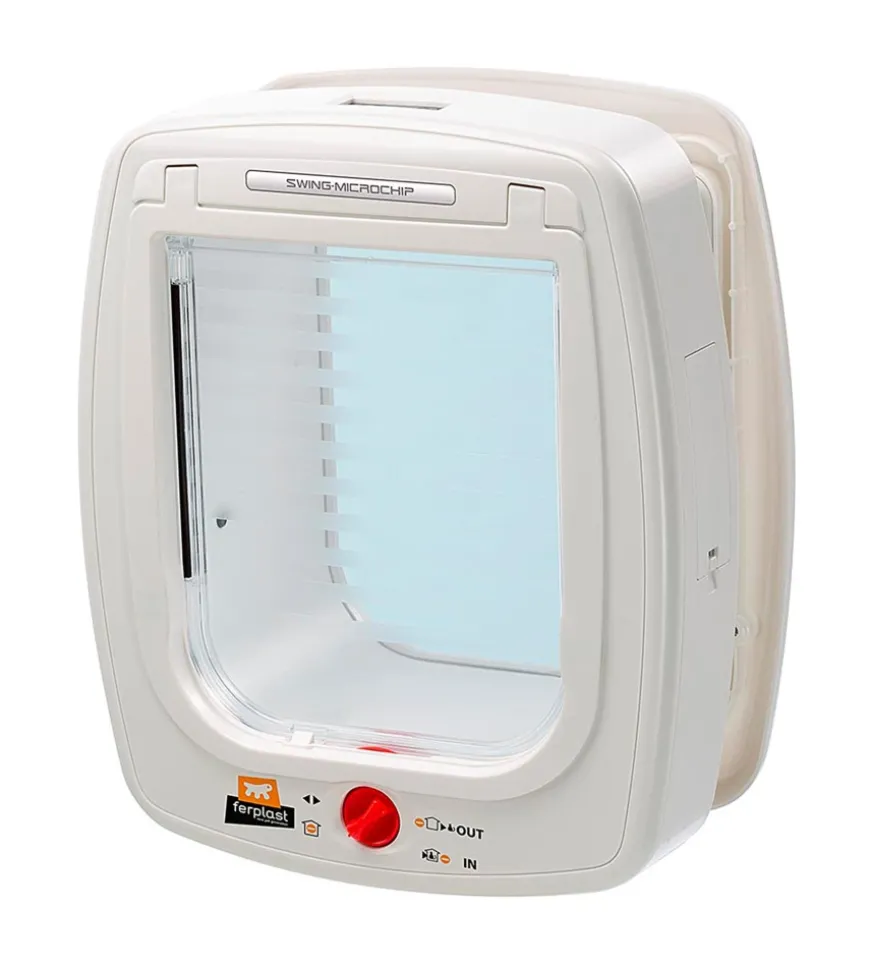 Portina per gatti grandi e cani di taglia piccola ferplast "swing microchip large" con chiusura 4 vie e protezione aria in plastica bianco 26,5x16,2x31,5 cm