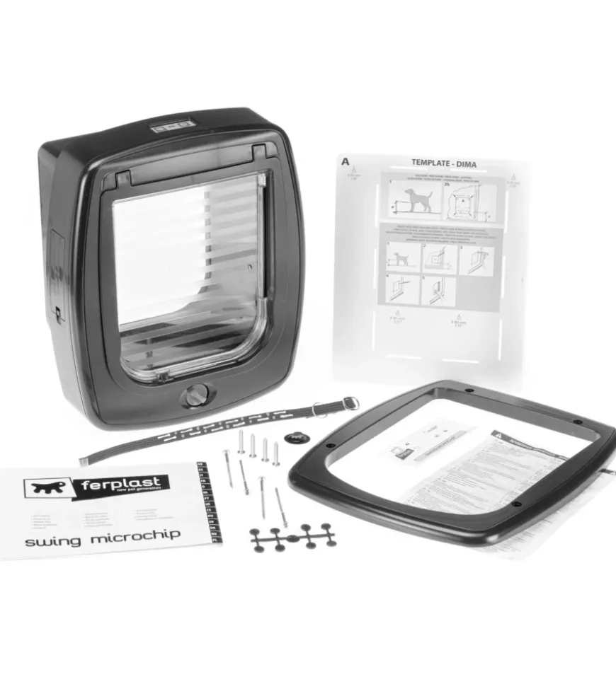 Portina per gatti grandi e cani di taglia piccola ferplast "swing microchip large" con chiusura 4 vie e protezione aria in plastica bianco 26,5x16,2x31,5 cm