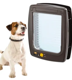 Portina per gatti grandi e cani di taglia media ferplast "swing 11" con chiusura 4 vie e protezione aria in plastica marrone 31x9,6x38,4 cm