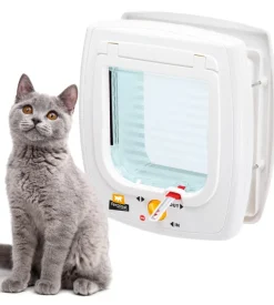 Portina per gatti sistema magnetico ferplast "swing 7" con chiusura 4 vie e protezione aria in plastica bianco 22,5x10,4x25,2 cm