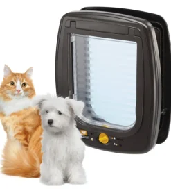 Portina per grandi gatti e piccoli cani ferplast "swing 9" con chiusura 4 vie, protezione aria, chiusura ammortizzata in plastica marrone 26,2x10,2x31,2 cm