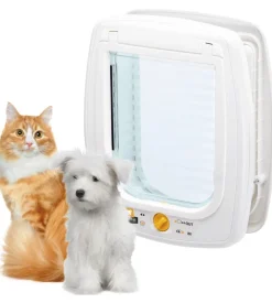 Portina per grandi gatti e piccoli cani ferplast "swing 9" con chiusura 4 vie, protezione aria, chiusura ammortizzata in plastica bianco 26,2x10,2x31,2 cm