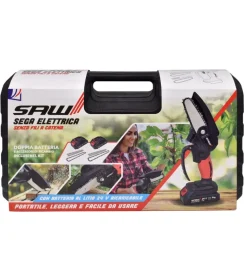 Potatore a catena a batteria saw barra 10 cm 2 batterie 24v 1,5ah