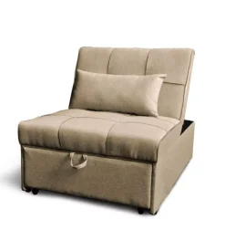 Pouf 3 in 1 bellahome "king" trasformabile in poltrona e letto tortora 112x81x88 cm