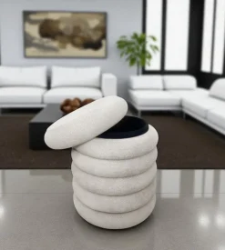 Pouf contenitore bellahome avorio 38x38x45 cm