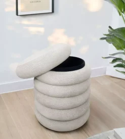 Pouf contenitore bellahome avorio 38x38x45 cm