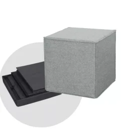 Pouf pieghevole bellahome "dado" in tessuto rimovibile grigio, 41x41x41 cm