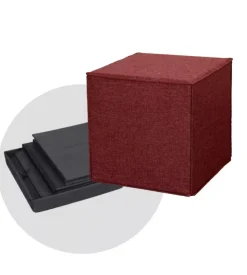Pouf pieghevole bellahome "dado" in tessuto rimovibile bordeaux, 41x41x41 cm