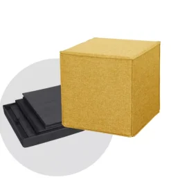 Pouf pieghevole bellahome "dado" in tessuto rimovibile ocra, 41x41x41 cm
