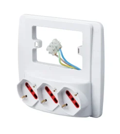 Presa multipla da parete "emilia smart" con 3 prese bivalenti schuko 10/16a - bianca.