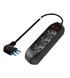 Presa multipla pluristandard poly pool con 3 prese colore nero