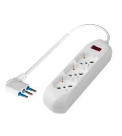 Presa multipla pluristandard poly pool con 3 prese colore bianco