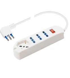 Presa multipla quadrupla poly pool "pp2530" bianco 2p+t