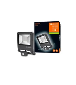 Proiettore led da esterno osram essential con sensore, 50w 4000k grigio