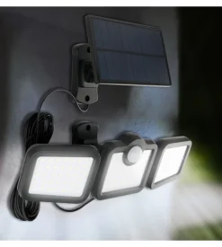 Proiettore orientabile a led solare - con 3 pannelli - 108 led