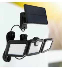 Proiettore orientabile a led solare - con 3 pannelli - 108 led