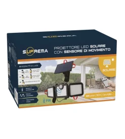 Proiettore orientabile a led solare - con 3 pannelli - 108 led