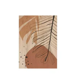 Quadro in legno "leaves black 02", 47x67 cm