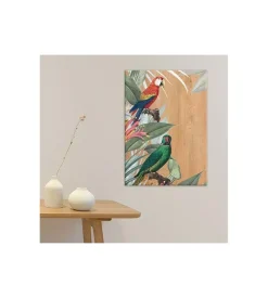 Quadro in legno "red & green parrot", 47x67 cm