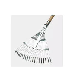 Rastrello da giardino con 21 denti zincati regolabili e manico in faggio, 130 cm